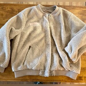 Levi's Women's Cream Sherpa Fleece Bomber Jacket Full Zip Soft